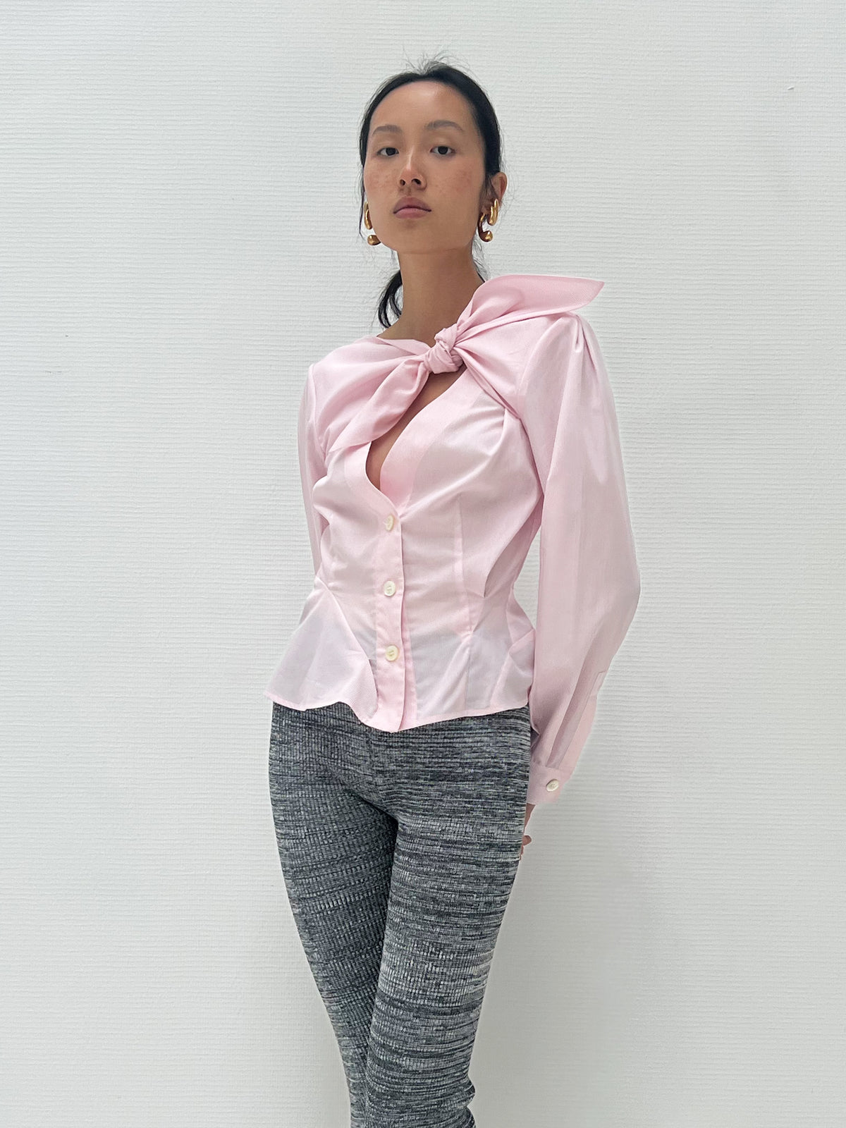 Twist Shirt - Pink Pinstripes